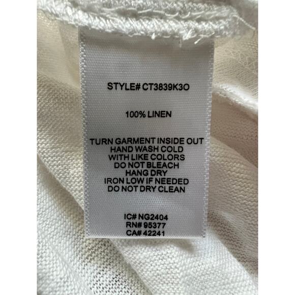 SANCTUARY TOP WOMENS SIZE LARGE 100% LINEN PERFECT TEE SHIRT WHITE NEW - Picture 11 of 12